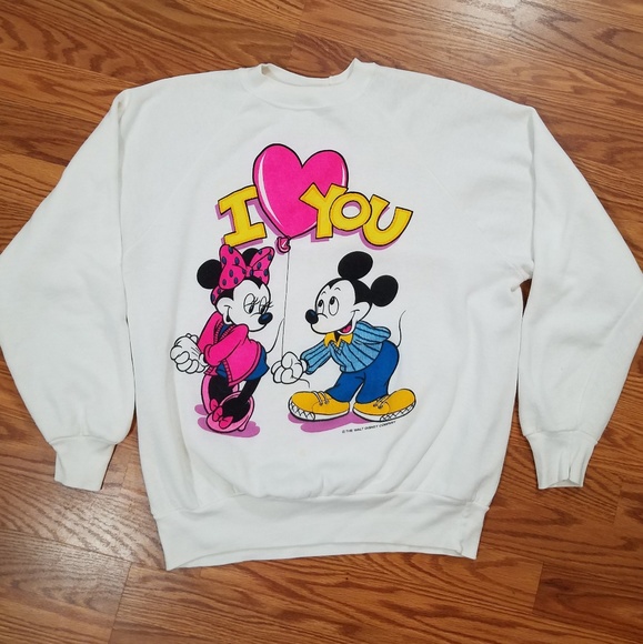 Disney Tops - Vtg 90s Mickey and Minnie 'I Love You' Sweatshirt